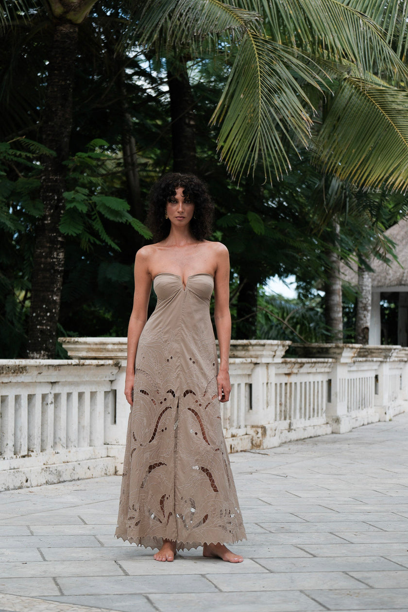 Amai Lace Maxi Dress Beige