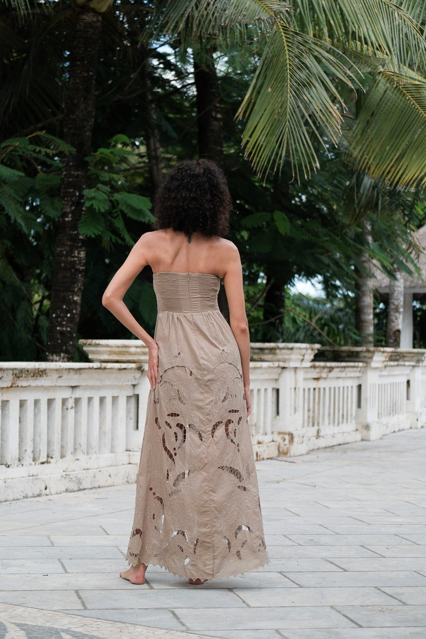 Amai Lace Maxi Dress Beige