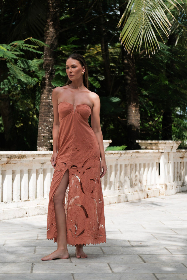 Amai Lace Maxi Dress Brunt Orange