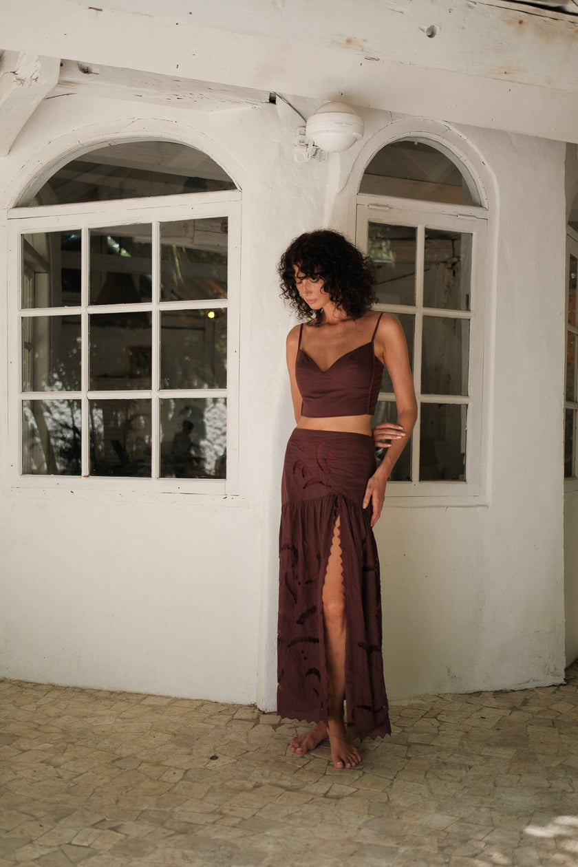 Amai Lace Skirt Burgundy