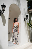 Brisa Hand-Painted Silk Dress Beige