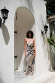 Brisa Hand-Painted Silk Dress Beige