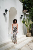 Brisa Hand-Painted Silk Dress Beige