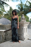 Brisa Hand-Painted Silk Dress Black