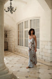 Brisa Hand-Painted Silk Dress Baby Blue