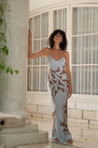 Brisa Hand-Painted Silk Dress Baby Blue