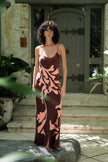 Brisa Hand-Painted Silk Dress Burgundy