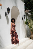 Brisa Hand-Painted Silk Dress Burgundy