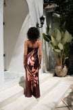Brisa Hand-Painted Silk Dress Burgundy