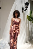 Brisa Hand-Painted Silk Dress Burgundy