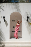 Brisa Hand-Painted Silk Dress Sugar Pink