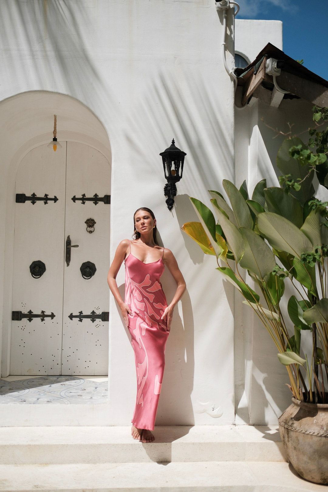 Brisa Hand-Painted Silk Dress Sugar Pink