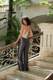 Brisa Hand-Painted Silk Pant Navy