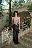 Brisa Hand-Painted Silk Pant Black