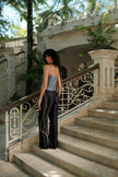 Brisa Hand-Painted Silk Pant Black