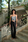 Brisa Hand-Painted Silk Pant Black