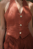 Eden Linen Vest Henna