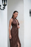 Leia Linen Dress Brown