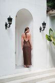 Leia Linen Dress Brown