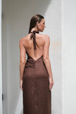 Leia Linen Dress Brown