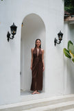 Leia Linen Dress Brown
