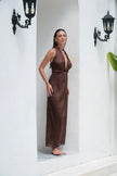 Leia Linen Dress Brown