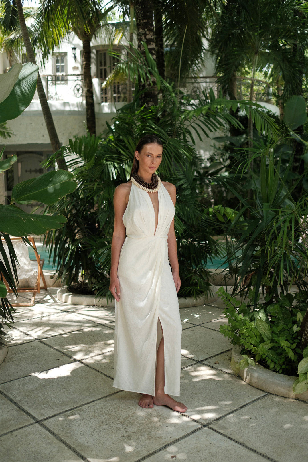 Leia Linen Dress White