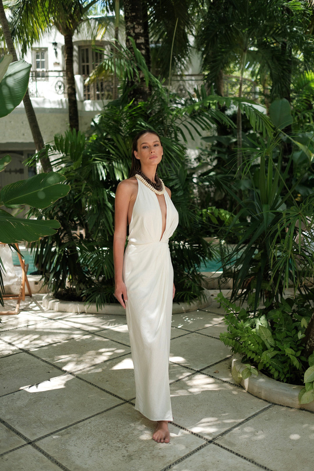 Leia Linen Dress White