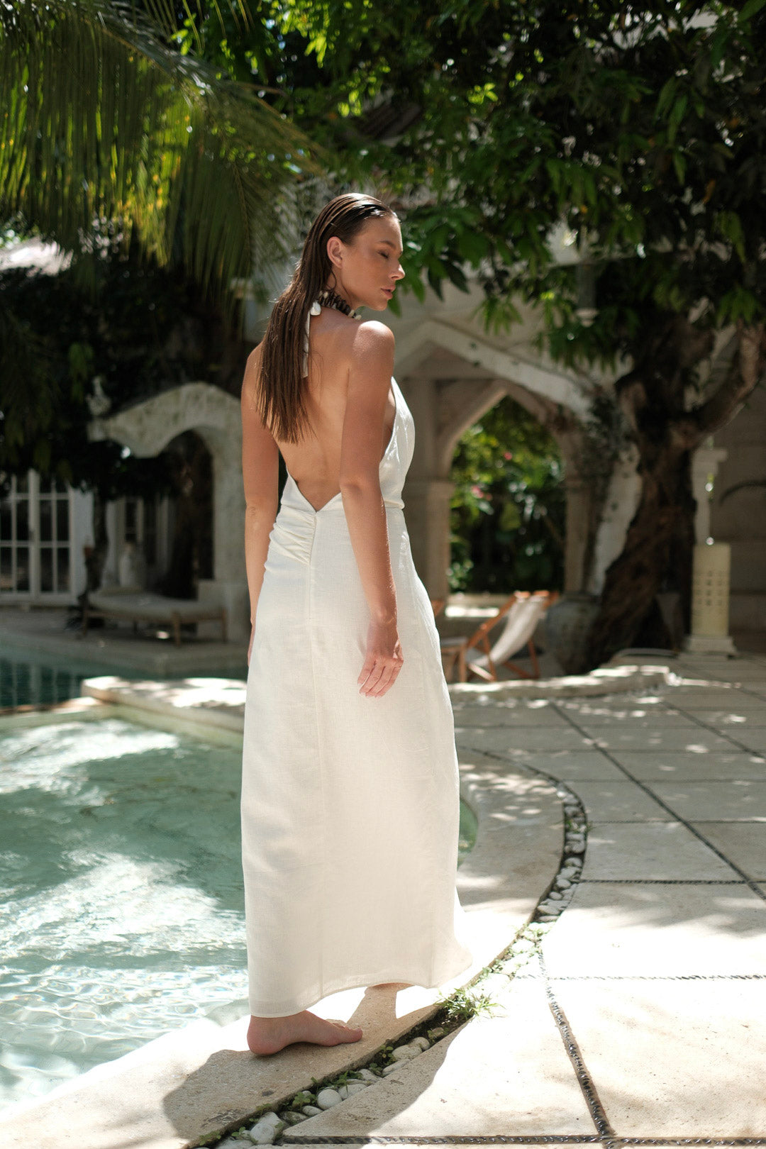 Leia Linen Dress White